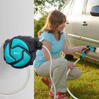DURHAND 10M Water Hose Reel Compact Garden Patio Car Locking Auto Retract Spray in Green