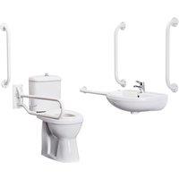 Balterley Accessible Pack: Comfort Height Toilet Pan & Cistern, Wall Hung Basin White