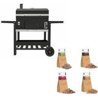 Monstershop XXL BBQ Smoker Grill & Wood Chips/Chunks in Black