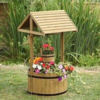 Marco Paul Giant Wishing Well Flower Planter in Brown