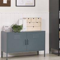 Wyld and Coco 2-Door Grey Steel Sideboard with Shelves