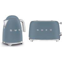 Smeg KLF03, TSF01 Matte Kettle & 2 Slice Toaster Set in Blue