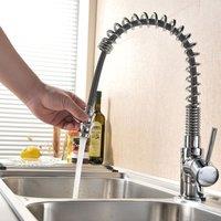 Nes Home Kitchen Chrome Basin Sink Pull Out Mono Mixer Faucet Tap in Silver