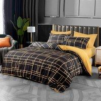 Lazzaro Home Premium Brushed Microfiber Bricks Reversible Duvet Cover Set in Gold | Size: Single