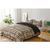 Lazzaro Home Premium Brushed Microfiber Bricks Reversible Duvet Cover Set in Taupe | Size: Double