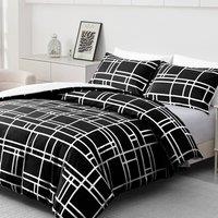 Lazzaro Home Premium Brushed Microfiber Bricks Reversible Duvet Cover Set in Jet Black | Size: Super King