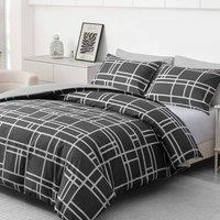 Lazzaro Home Premium Brushed Microfiber Bricks Reversible Duvet Cover Set in Charcoal | Size: King