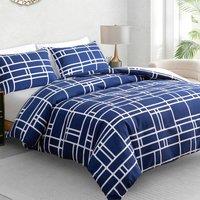 Lazzaro Home Premium Brushed Microfiber Bricks Reversible Duvet Cover Set in Blue | Size: Single
