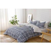 Lazzaro Home Premium Brushed Microfiber Bricks Reversible Duvet Cover Set in Mid Grey | Size: King