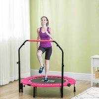 HOMCOM 40 Foldable Mini Fitness Trampoline w/ Foam Handle in Pink