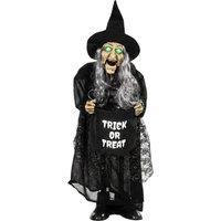 HOMCOM 37 Animated Witch Halloween Decoration with Light Up Eyes for Party in Black