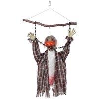 HOMCOM Hanging Animated Chained Zombie Halloween Decoration for Scary Garden