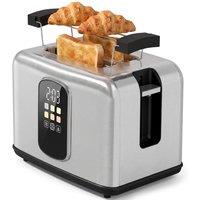HOMCOM 2 Slice Toaster with Touch Screen, LED Countdown, 6 Browning Levels in Silver