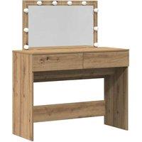 Berkfield Home Dressing Table with LED Artisan Oak 100x40x120 cm in Brown | Size: 100 x 40 x 120 cm