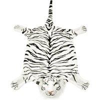 Berkfield Home Tiger Carpet Plush 144 cm White | Size: 100 cm diameter