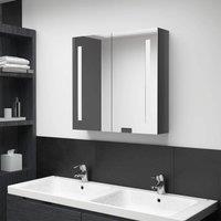 Berkfield Home LED Bathroom Mirror Cabinet Shining Grey 62x14x60 cm | Size: 62 x 14 x 60 cm