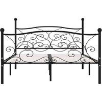 Berkfield Home Elegant Bed Frame with Slatted Base Black Metal 160x200 cm