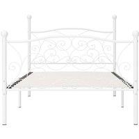 Berkfield Home Elegant Bed Frame with Slatted Base White Metal 90x200 cm