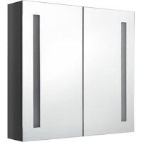 Berkfield Home LED Bathroom Mirror Cabinet Shining Grey 62x14x60 cm | Size: 62 x 14 x 60 cm