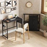 London Boutique Folding Computer Desk w/Side Pocket & Hooks Writing Table Workstation in Black