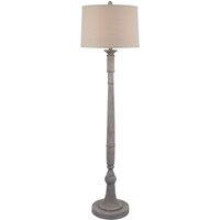Lemon Pavilion Furniture and Decor Stella Floor Lamp with Linen Shade - Resin - L41 x W41 x H154 cm White in Grey