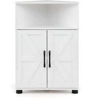 Costway Farmhouse Bathroom Corner Storage Cabinet White