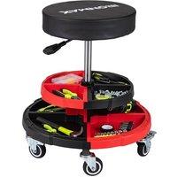 Gymax Rolling Mechanic Stool with Cushioned Seat in Red