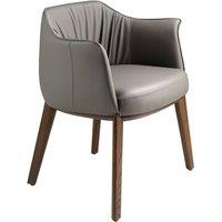 Angel Cerda Model Grey Leatherette Dining Chair with Armrests and