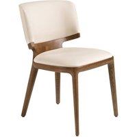 Angel Cerda Cream Leatherette Dining Chair with Walnut Legs