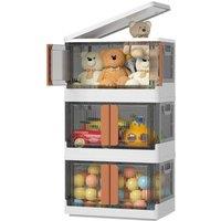 NESTLUNE 3 x 32L Folding Collapsible Plastic Storage Crate Box in Clear