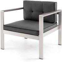 FLAVORA Costway Aluminum Patio Armchair with Cushions in Grey | Size: 0.6m2