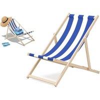 FLAVORA Wooden Folding Beach Sun Lounger Chair in Blue | Size: 0.6m2
