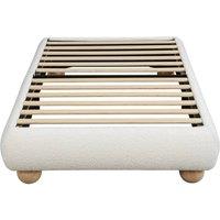 KORVIXA 3ft Single Bed Boucle Fabric Upholstered Platform Bed in Beige | Size: Double