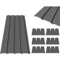 NESTLUNE Roof Sheets Panels 18PCS Galvanized Metal Corrugated Roofing Garage in Grey | Size: 100 cm x 15 cm