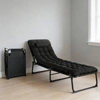 NESTLUNE Portable Camping Bed Adults Folding Cots Sun Lounger in Black