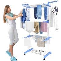 EONLION Foldable Clothes Drying Rack Laundry Rack in Blue | Size: 100 cm