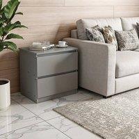 KORVIXA Modern Bedside Table Cabinet 2 Drawers in Grey | Size: 100 cm x 100 cm