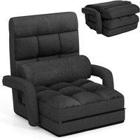 KORVIXA Adjustable Folding Lazy Sofa Floor Chair with Pillow in Dark Grey | Size: 100 cm x 100 cm