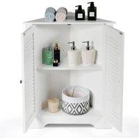 KORVIXA Bathroom Corner Storage Cabinet with Adjustable Shelf in White | Size: W900mm x H650mm