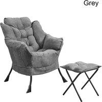 KORVIXA Grey Fabric Lazy Chair with Footstool Relax Lounge Chair | Size: 100 cm x 100 cm