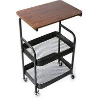 KORVIXA Black 3 Tier Storage Trolley Cart Kitchen Utility Rolling Rack Tray | Size: 100 cm x 100 cm