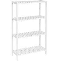 KORVIXA White Bamboo Storage Shelf, 4-Tier Shelving Unit | Size: 100 cm x 100 cm