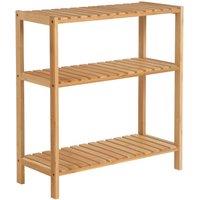 KORVIXA Natural Bamboo Storage Shelf, 3-Tier Shelving Unit | Size: 100 cm x 100 cm