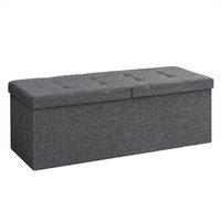 KORVIXA Grey Storage Ottoman, Foldable Storage Bench in Dark Grey | Size: 100 cm x 100 cm