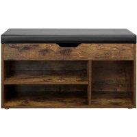 KORVIXA Shoe Bench with Cushion Storage Bench in Brown | Size: 100 cm x 100 cm