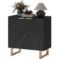 KORVIXA Black Buffet Cabinet with 2 Doors & Adjustable Shelves | Size: 100 cm x 100 cm