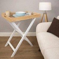 EONLION White Folding Tray Table with Removeable Tray | Size: 100 cm