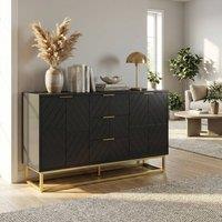 EONLION Black Modern Sideboard Storage Cabinet with 3 Drawers | Size: 100 cm