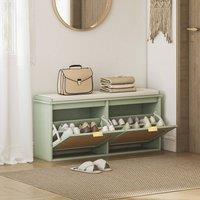 EONLION Green Shoe Bench with Seat Cushion | Size: 100 cm