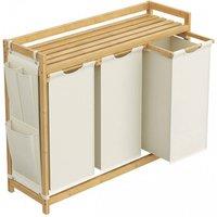 Kelvenix Laundry Basket with 3 Compartments in Brown | Size: 0.6m2